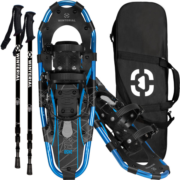 Shasta Snowshoes 25-Inch Lightweight Aluminum All Terrain Blue and Black  Snow Shoe. Includes Carry Bag, Adjustable Poles