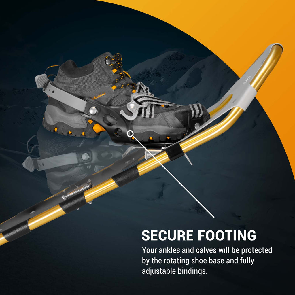 Winterial Highland 30Inch Snowshoes, Gold, for Rolling Terrain, Inclu